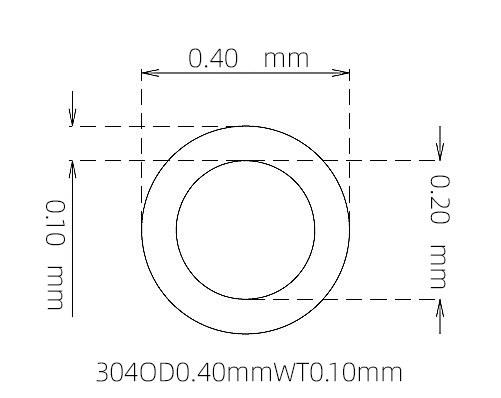 304 Stainless Steel Capillary Tube – 0.40mm OD x 0.20mm ID x 0.10mm Wall