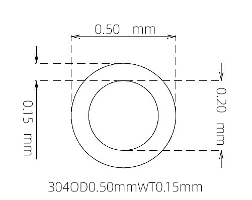 304 Stainless Steel Capillary Tube – 0.50mm OD x 0.20mm ID x 0.15mm Wall
