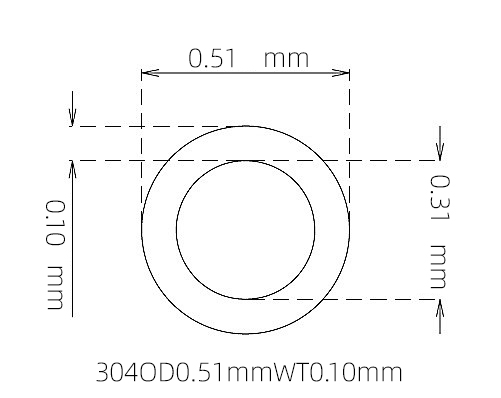 304 Stainless Steel Capillary Tube – 0.51mm OD x 0.31mm ID x 0.10mm Wall