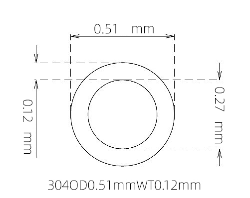 304 Stainless Steel Capillary Tube – 0.51mm OD x 0.27mm ID x 0.12mm Wall