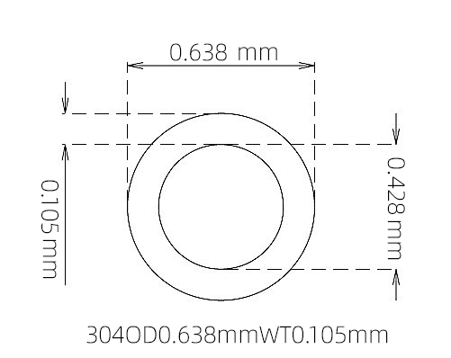 304 Stainless Steel Capillary Tube – 0.638mm OD x 0.428mm ID x 0.105mm Wall