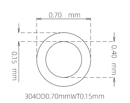 304 Stainless Steel Capillary Tube – 0.70mm OD x 0.40mm ID x 0.15mm Wall