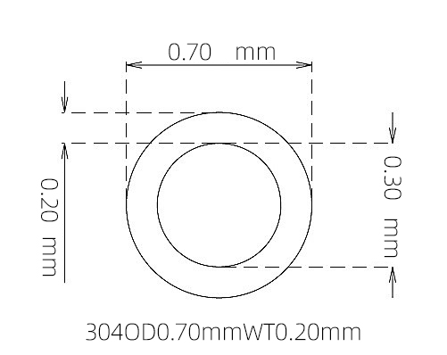 304 Stainless Steel Capillary Tube – 0.70mm OD x 0.30mm ID x 0.20mm Wall