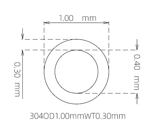 304 Stainless Steel Capillary Tube – 1.00mm OD x 0.40mm ID x 0.30mm Wall