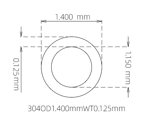 304 Stainless Steel Capillary Tube – 1.400mm OD x 1.150mm ID x 0.125mm Wall