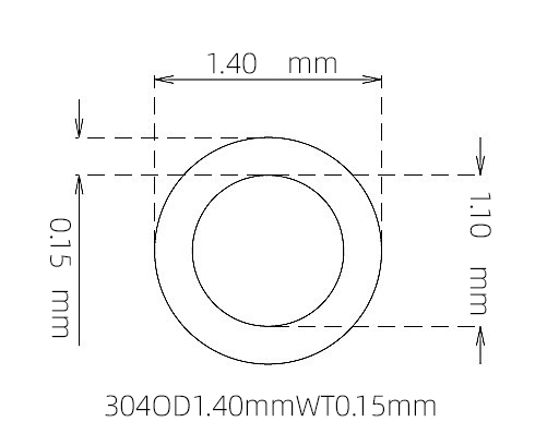 304 Stainless Steel Capillary Tube – 1.40mm OD x 1.10mm ID x 0.15mm Wall