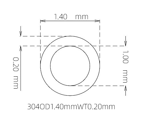 304 Stainless Steel Capillary Tube – 1.40mm OD x 1.00mm ID x 0.20mm Wall