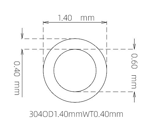 304 Stainless Steel Capillary Tube – 1.40mm OD x 0.60mm ID x 0.40mm Wall
