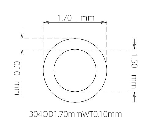 304 Stainless Steel Capillary Tube – 1.70mm OD x 1.50mm ID x 0.10mm Wall