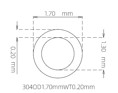 304 Stainless Steel Capillary Tube – 1.70mm OD x 1.30mm ID x 0.20mm Wall