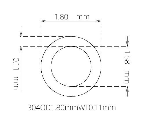 304 Stainless Steel Capillary Tube – 1.80mm OD x 1.58mm ID x 0.11mm Wall