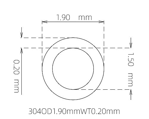 304 Stainless Steel Capillary Tube – 1.90mm OD x 1.50mm ID x 0.20mm Wall