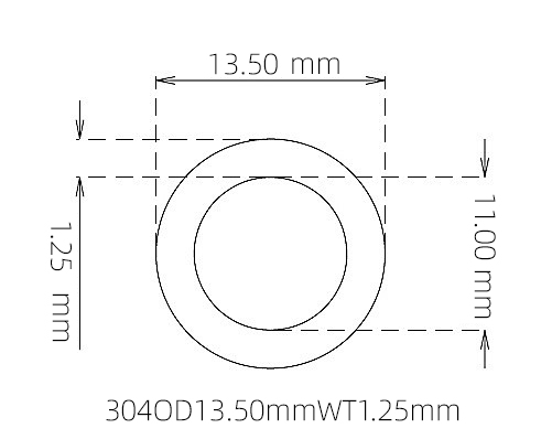 304 Stainless Steel Capillary Tube – 13.50mm OD x 11.00mm ID x 1.25mm Wall
