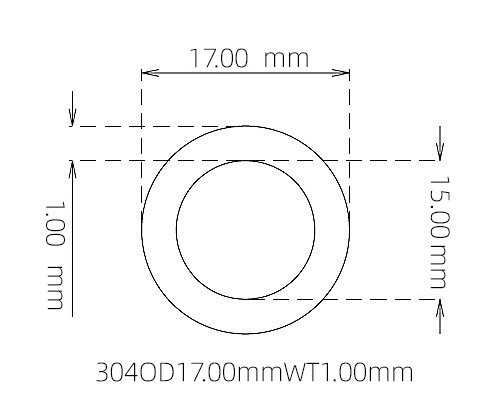 304 Stainless Steel Capillary Tube – 17.00mm OD x 15.00mm ID x 1.00mm Wall