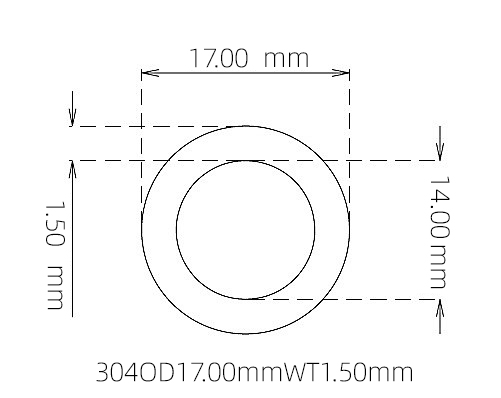 304 Stainless Steel Capillary Tube – 17.00mm OD x 14.00mm ID x 1.50mm Wall