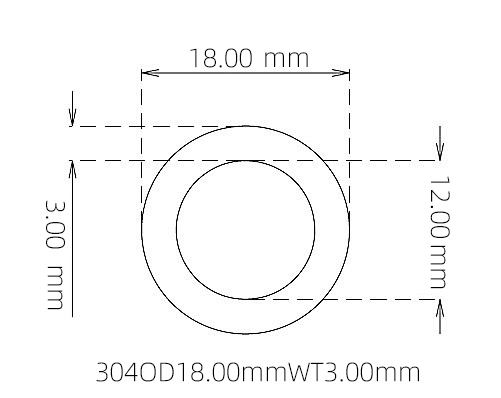 304 Stainless Steel Capillary Tube – 18.00mm OD x 12.00mm ID x 3.00mm Wall
