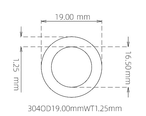 304 Stainless Steel Capillary Tube – 19.00mm OD x 16.50mm ID x 1.25mm Wall