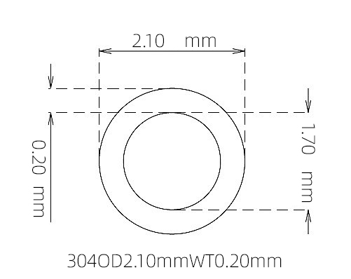 304 Stainless Steel Capillary Tube – 2.10mm OD x 1.70mm ID x 0.20mm Wall