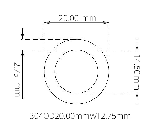 304 Stainless Steel Capillary Tube – 20.00mm OD x 14.50mm ID x 2.75mm Wall
