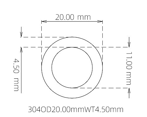 304 Stainless Steel Capillary Tube – 20.00mm OD x 11.00mm ID x 4.50mm Wall