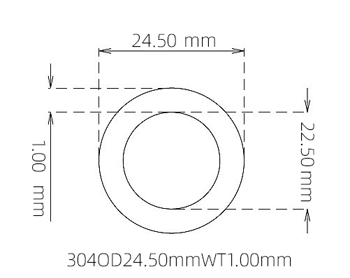 304 Stainless Steel Capillary Tube – 24.50mm OD x 22.50mm ID x 1.00mm Wall
