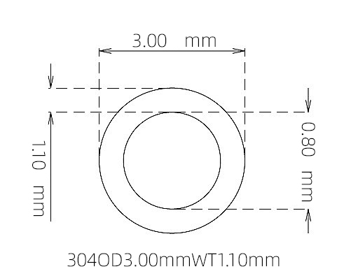 304 Stainless Steel Capillary Tube – 3.00mm OD x 0.80mm ID x 1.10mm Wall