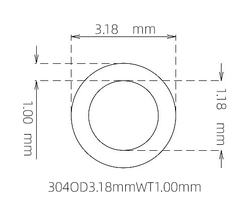 304 Stainless Steel Capillary Tube – 3.18mm OD x 1.18mm ID x 1.00mm Wall