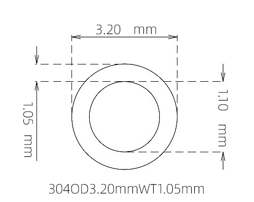 304 Stainless Steel Capillary Tube – 3.20mm OD x 1.10mm ID x 1.05mm Wall