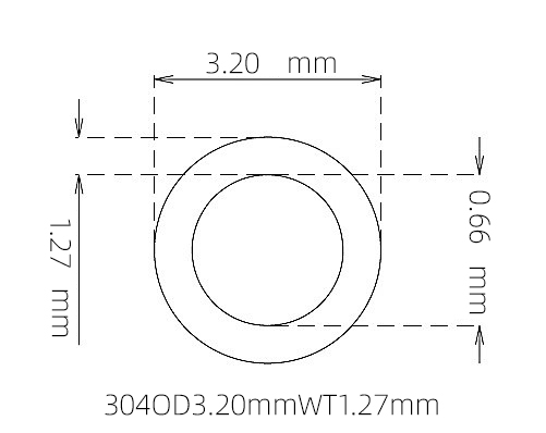 304 Stainless Steel Capillary Tube – 3.20mm OD x 0.66mm ID x 1.27mm Wall