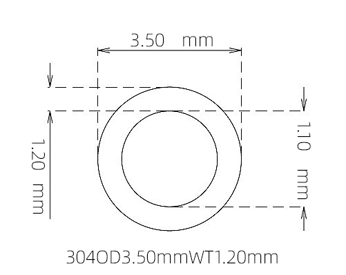 304 Stainless Steel Capillary Tube – 3.50mm OD x 1.10mm ID x 1.20mm Wall