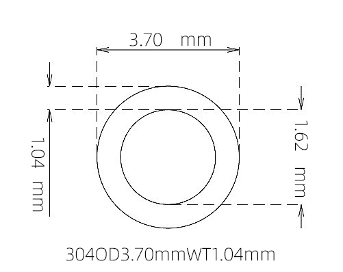 304 Stainless Steel Capillary Tube – 3.70mm OD x 1.62mm ID x 1.04mm Wall