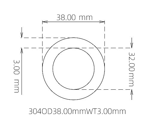 304 Stainless Steel Capillary Tube – 38.00mm OD x 32.00mm ID x 3.00mm Wall