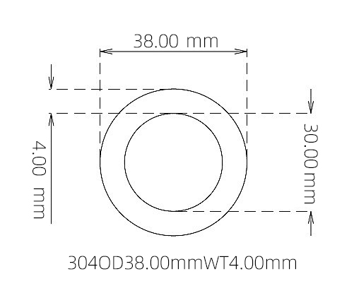 304 Stainless Steel Capillary Tube – 38.00mm OD x 30.00mm ID x 4.00mm Wall