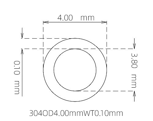 304 Stainless Steel Capillary Tube – 4.00mm OD x 3.80mm ID x 0.10mm Wall