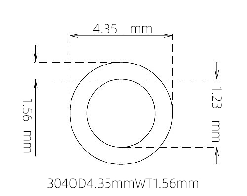 304 Stainless Steel Capillary Tube – 4.35mm OD x 1.23mm ID x 1.56mm Wall