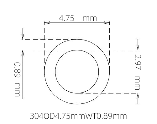 304 Stainless Steel Capillary Tube – 4.75mm OD x 2.97mm ID x 0.89mm Wall