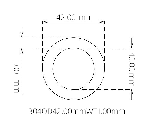 304 Stainless Steel Capillary Tube – 42.00mm OD x 40.00mm ID x 1.00mm Wall