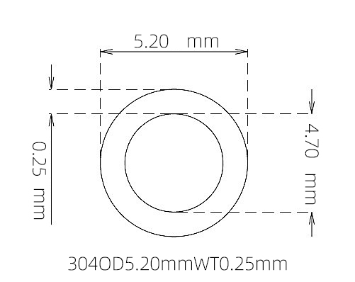304 Stainless Steel Capillary Tube – 5.20mm OD x 4.70mm ID x 0.25mm Wall