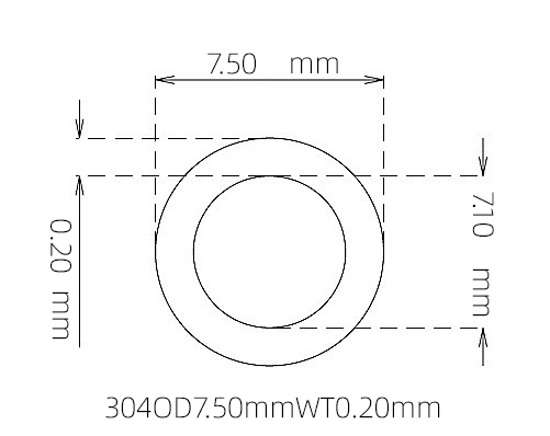 304 Stainless Steel Capillary Tube – 7.50mm OD x 7.10mm ID x 0.20mm Wall