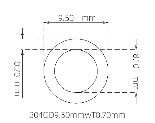 304 Stainless Steel Capillary Tube – 9.50mm OD x 8.10mm ID x 0.70mm Wall