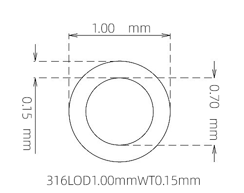 316L Stainless Steel Capillary Tube – 1.00mm OD x 0.70mm ID x 0.15mm Wall