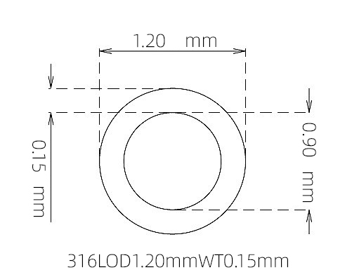 316L Stainless Steel Capillary Tube – 1.20mm OD x 0.90mm ID x 0.15mm Wall