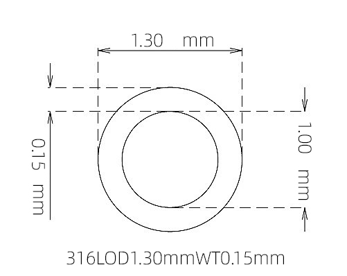 316L Stainless Steel Capillary Tube – 1.30mm OD x 1.00mm ID x 0.15mm Wall