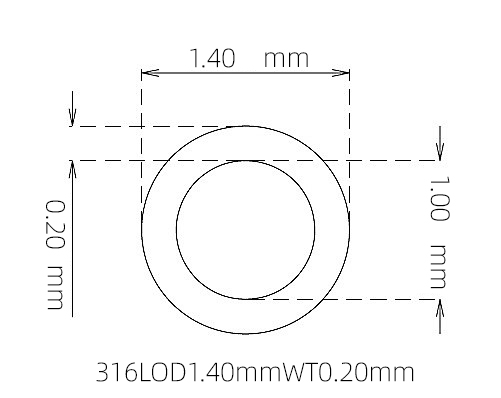 316L Stainless Steel Capillary Tube – 1.40mm OD x 1.00mm ID x 0.20mm Wall
