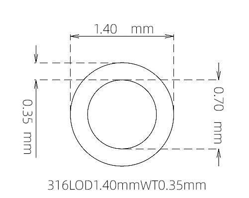 316L Stainless Steel Capillary Tube – 1.40mm OD x 0.70mm ID x 0.35mm Wall