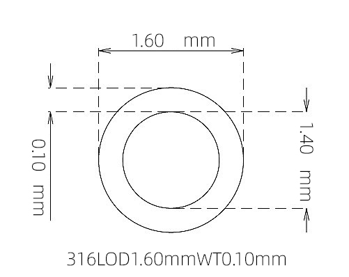 316L Stainless Steel Capillary Tube – 1.60mm OD x 1.40mm ID x 0.10mm Wall