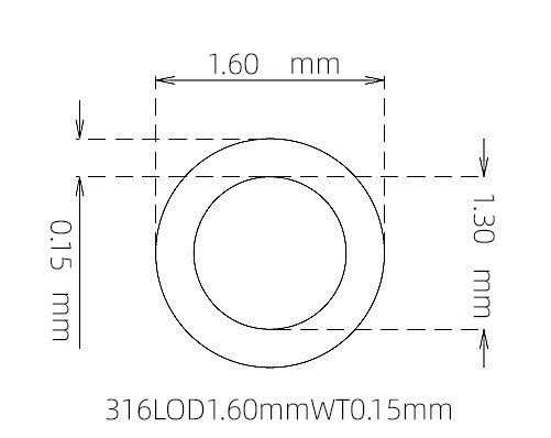 316L Stainless Steel Capillary Tube – 1.60mm OD x 1.30mm ID x 0.15mm Wall