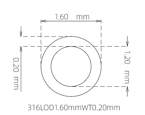 316L Stainless Steel Capillary Tube – 1.60mm OD x 1.20mm ID x 0.20mm Wall