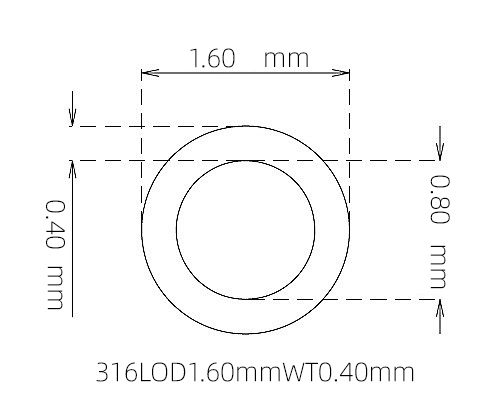 316L Stainless Steel Capillary Tube – 1.60mm OD x 0.80mm ID x 0.40mm Wall