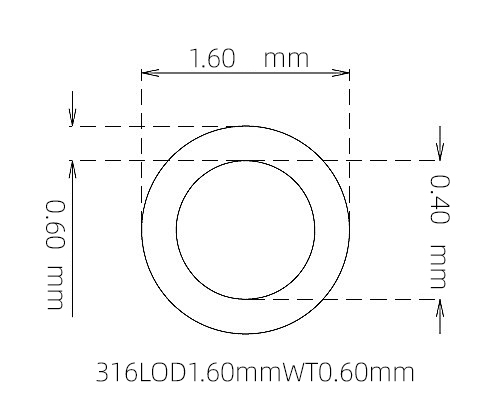 316L Stainless Steel Capillary Tube – 1.60mm OD x 0.40mm ID x 0.60mm Wall